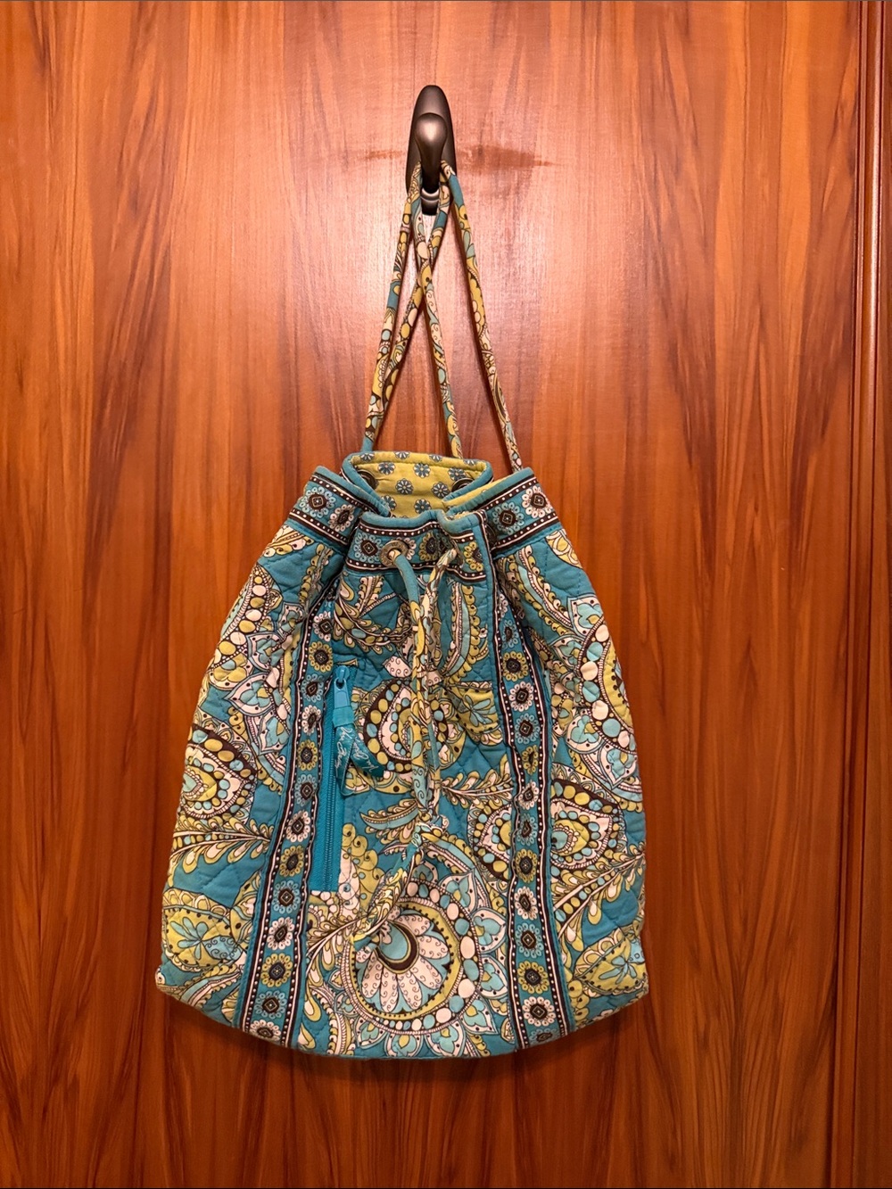 Vera Bradley Teal Paisley Drawstring Tote Bag - Women